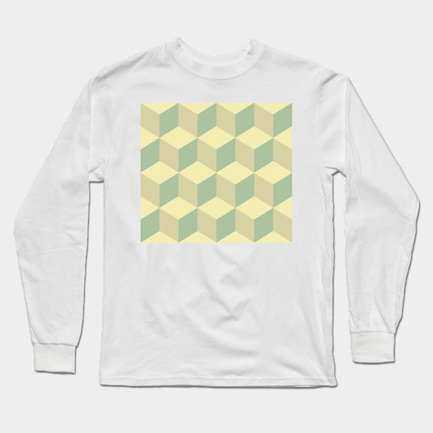 Geometric Cubes Pattern Long Sleeve T-Shirt by Patternos